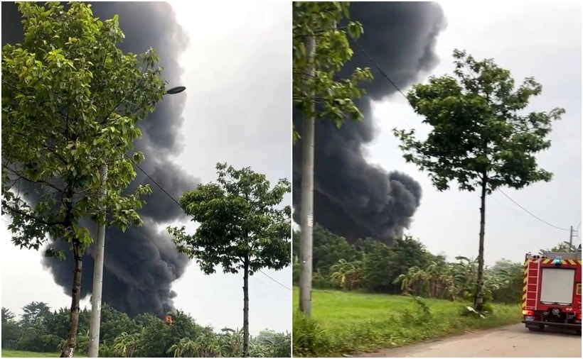 Cảnh sát phòng cháy chữa cháy có mặt tại hiện trường. (Ảnh: Tuổi trẻ)