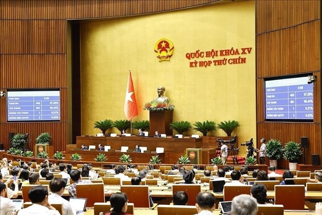 Sáng 12/6/2025, Quốc hội thông qua Nghị quyết của Quốc hội về việc sắp xếp đơn vị hành chính cấp tỉnh năm 2025. Ảnh: Doãn Tấn/TTXVN