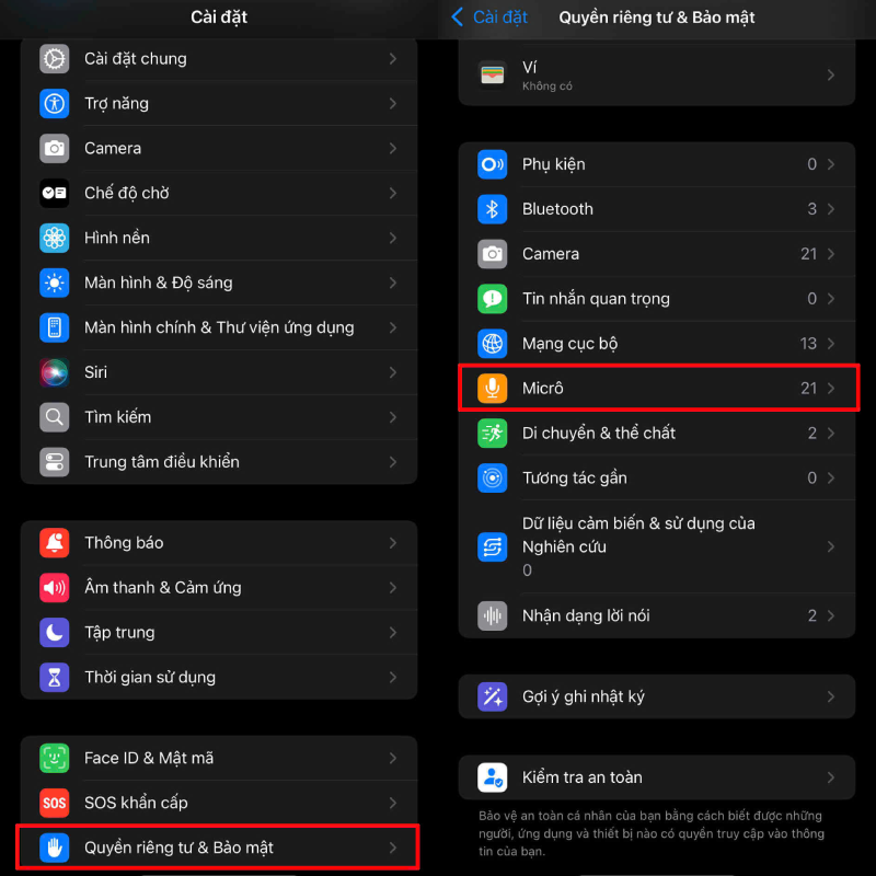 Kiểm tra và cấp lại quyền truy cập micro cho ứng dụng.