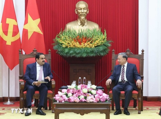 Tổng Bí thư Tô Lâm tiếp ông Gautam Adani, Chủ tịch Tập đoàn Adani Ấn Độ ngày 30/7. Ảnh: TTXVN