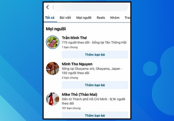 Tìm tài khoản bằng Facebook khác.