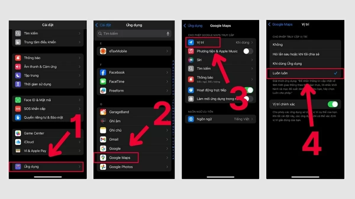 Hãy cấp lại quyền truy cập vị trí cho Google Maps