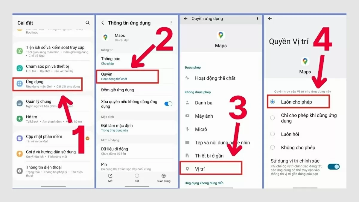 Khôi phục quyền truy cập vị trí cho Google Map.