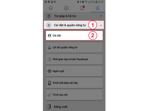 Chọn Cài đặt Chọn Cài đặt