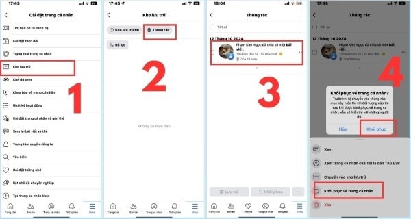 Nhấn nút Khôi phục Nhấn nút Khôi phục