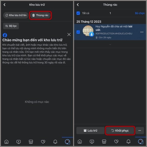 Nhấn Khôi phục Nhấn Khôi phục