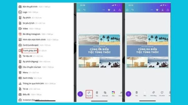 Sử dụng tính năng tranh ghép ảnh trong ứng dụng Canva