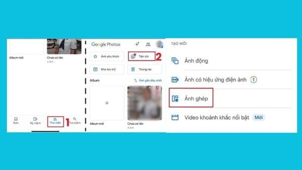 Nhấn chọn chế độ ảnh ghép trong google photos