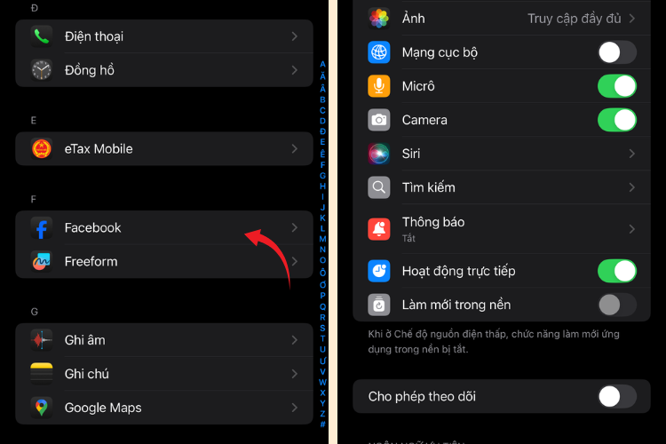 Kiểm tra lại quyền truy cập ứng dụng
