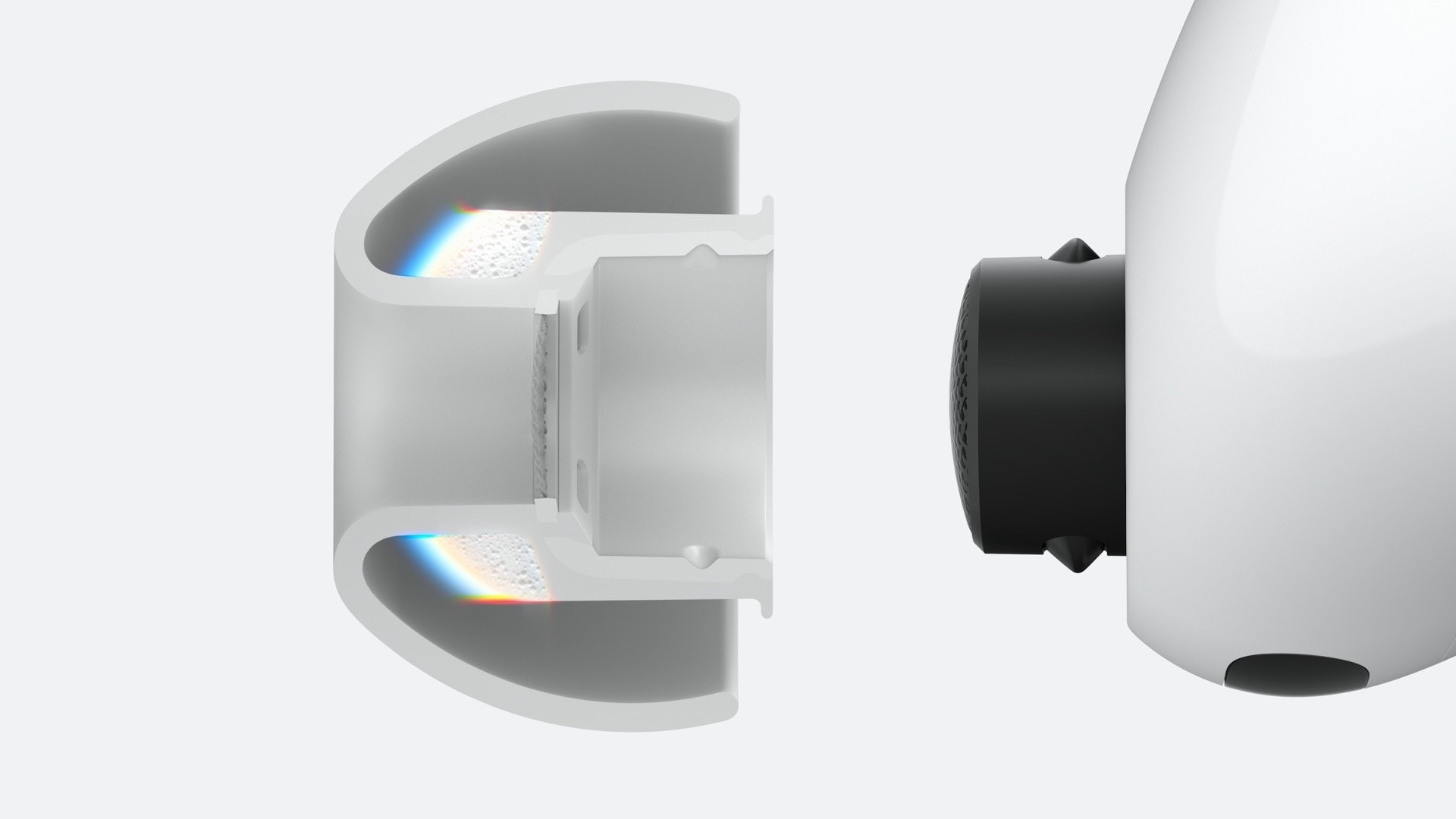 Thiết kế ống dẫn âm và nút tai và ống dẫn âm mới của AirPods Pro 3.