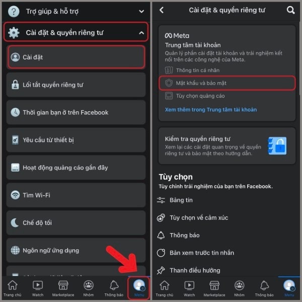 Chọn Cài đặt & quyền riêng tư