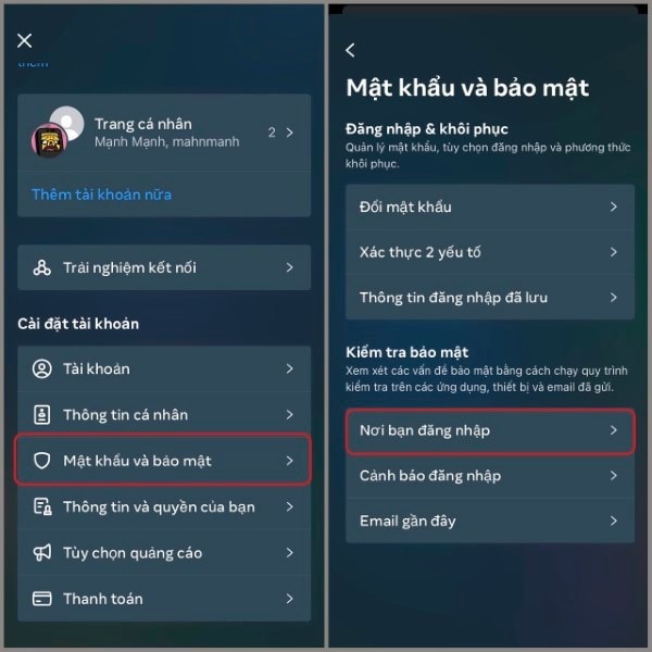 Chọn Nơi bạn đăng nhập