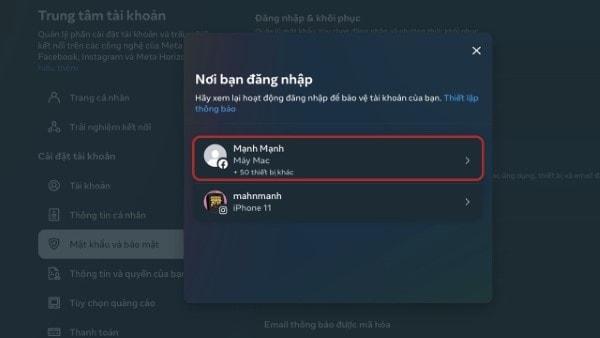 Chọn Tài khoản của bạn