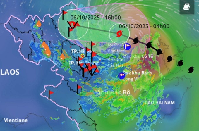 Dự báo đường đi và khu vực ảnh hưởng của bão. Ảnh: Hệ thống giám sát thiên tai Việt Nam
