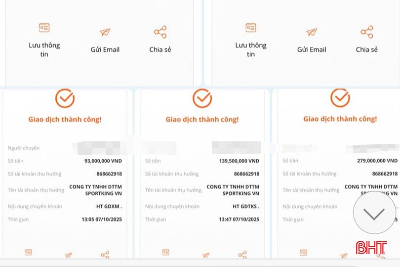 Các giao dịch chuyển khoản của chị M. gửi cho nhóm lừa đảo. bqbht_br_img-5748-copy.jpg