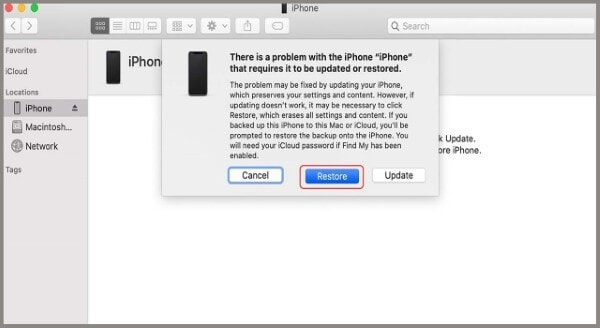 Chọn Khôi phục (Restore)