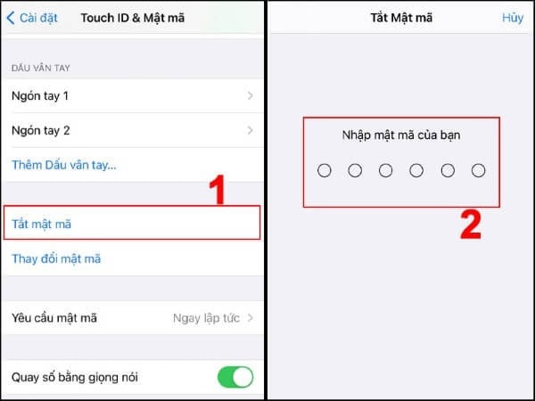 Chọn Tắt mật mã