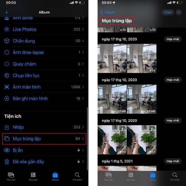 Chọn Mục trùng lặp (Duplicates)