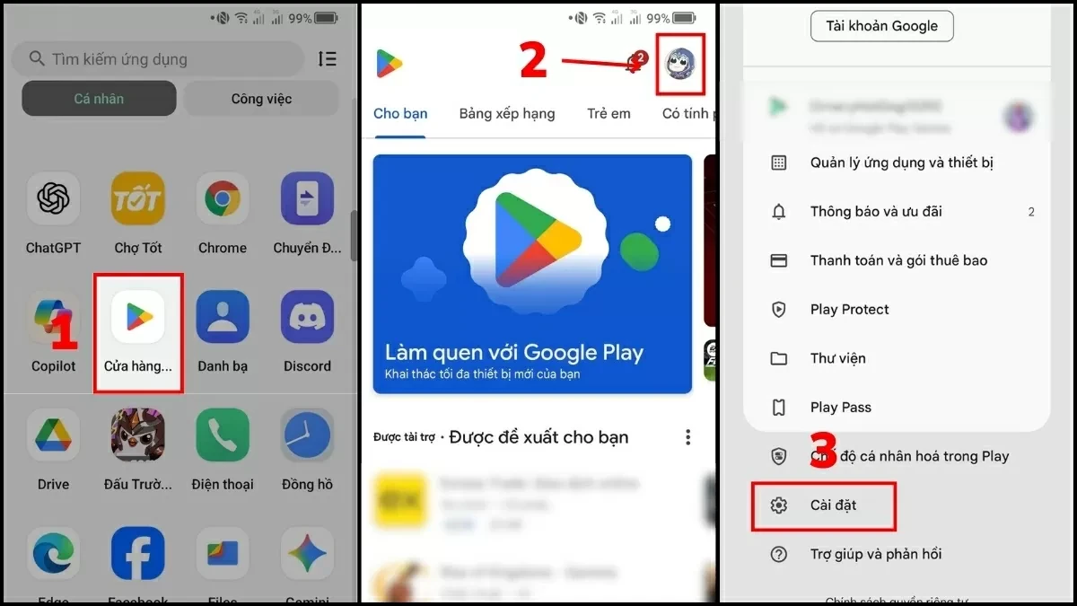 Chọn Cài đặt trong menu hiển thị. Chọn Cài đặt trong menu hiển thị.