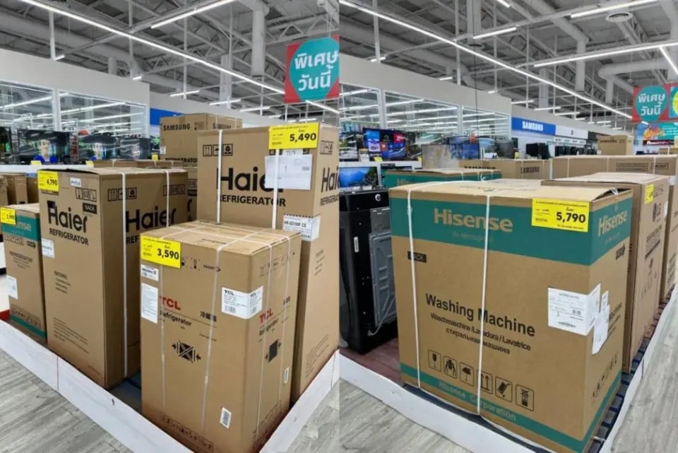 Đồ gia dụng thương hiệu Trung Quốc trong một trung tâm mua sắm ở Thái Lan. Ảnh: News QQ.