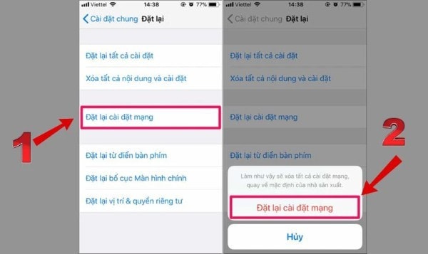 Chọn Đặt lại > Đặt lại cài đặt mạng