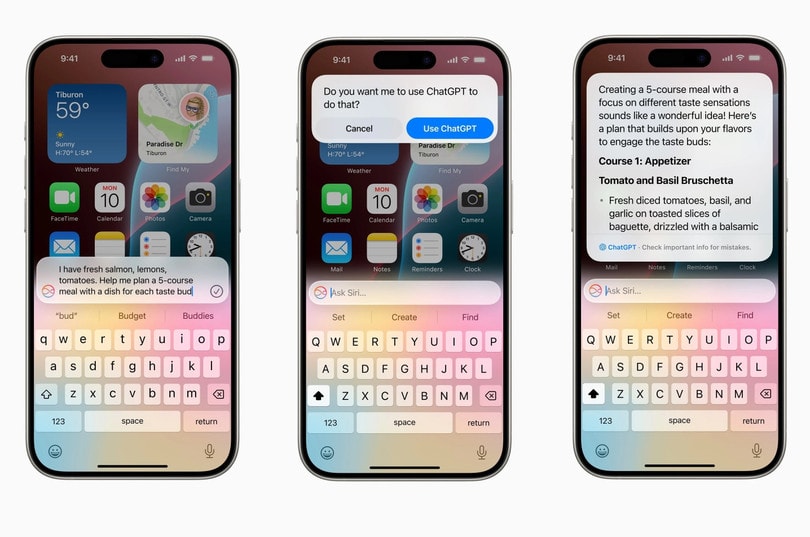 Một số tính năng Siri được hỗ trợ bởi ChatGPT. Ảnh: Apple.