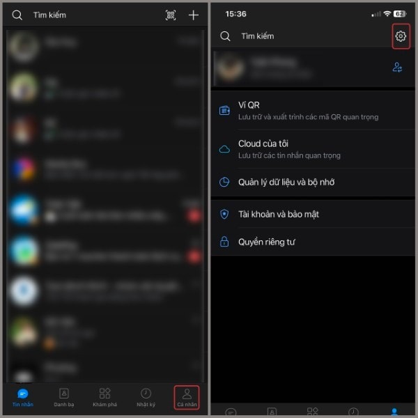 Chọn Cá nhân > Cài đặt
