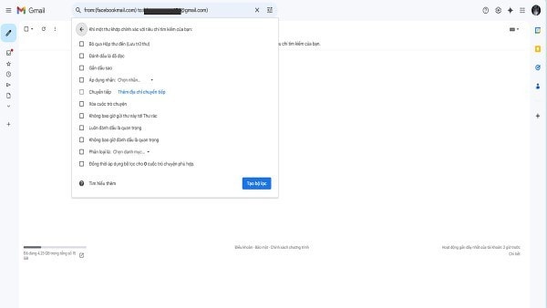 Nhấn Tạo bộ lọc