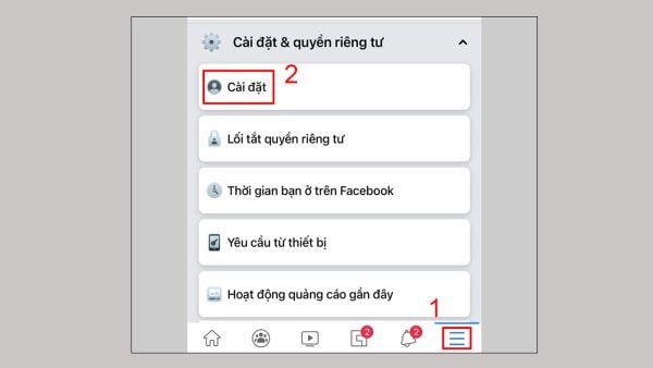 Nhấn vào Cài đặt