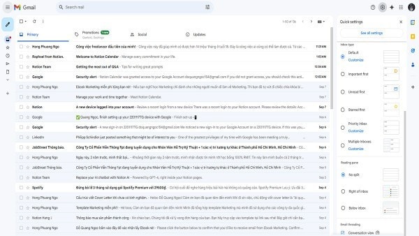 Nhấn biểu tượng cài đặt