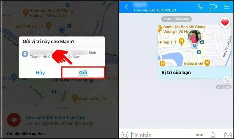 Xác nhận gửi định vị.