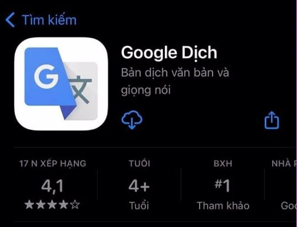 Cài đặt ứng dụng Google Translate (Google Dịch) từ App Store về thiết bị iOS của mình