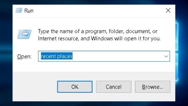 Nhập Recent Places > nhấn Enter Nhập Recent Places > nhấn Enter