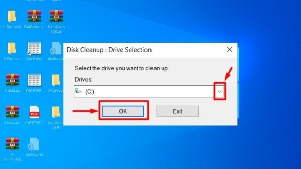 Chọn ổ đĩa cần làm sạch > nhấn OK Chọn ổ đĩa cần làm sạch > nhấn OK