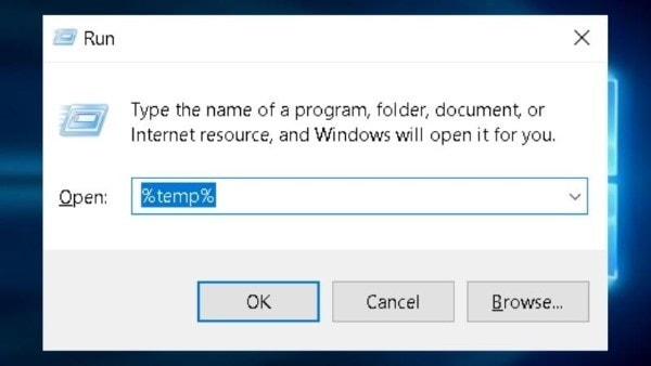 Mở hộp thoại Run và nhập %temp% Mở hộp thoại Run và nhập %temp%