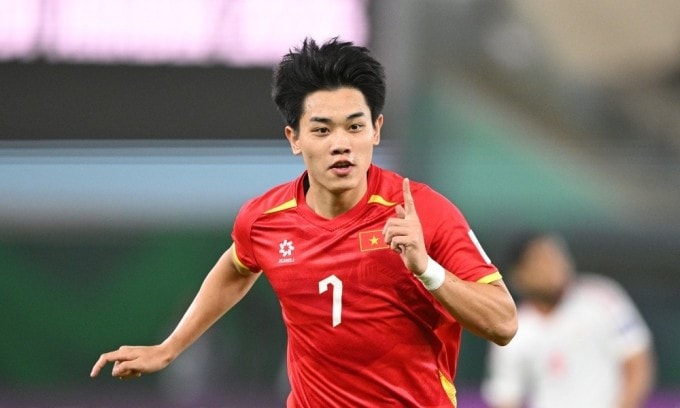 Tiền đạo Nguyễn Đình Bắc trong trận Việt Nam thắng UAE 3-2 ở tứ kết VCK U23 châu Á 2026, trên sân Prince Abdullah Al Faisal, thành phố Jeddah, Arab Saudi tối 16/1/2026. Ảnh: AFC