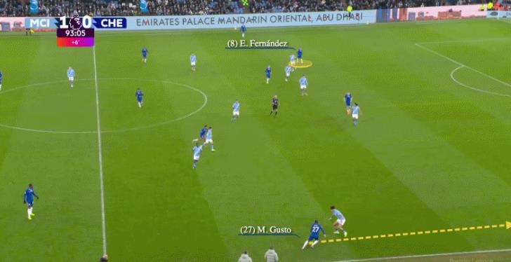 Cầu thủ Enzo Fernandez xâm nhập vòng cấm đối phương.