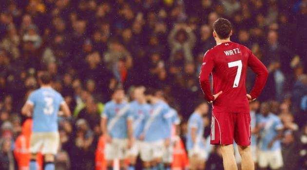 Florian Wirtz và Liverpool gây thất vọng với trận thua thảm trước Man City.