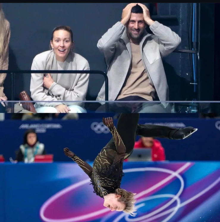 Phản ứng ngỡ ngàng của Novak Djokovic và vợ khi chứng kiến màn trình diễn của Ilia Malinin.