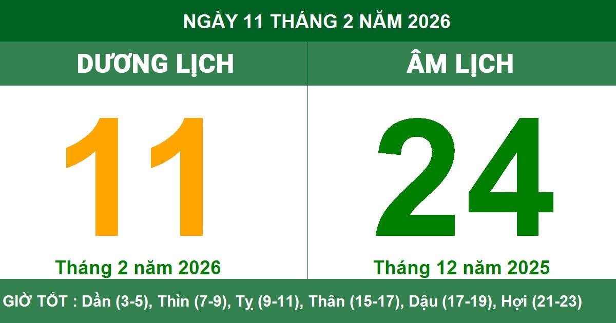 Lịch âm dương ngày 11/02/2026 - Lịch vạn niên ngày mai