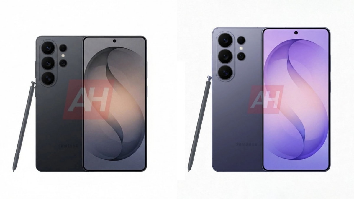 Ảnh render tổng thể mặt trước và sau của Galaxy S26 Ultra