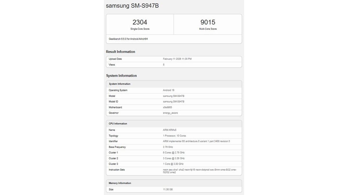 Galaxy S26 Plus được thử nghiệm hiệu năng trên Geekbench
