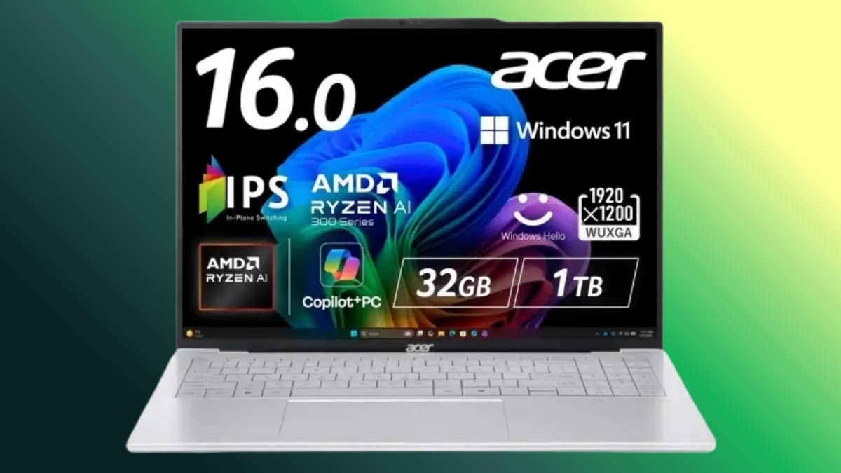 Acer Swift Air 16 sở hữu thiết kế vỏ nhôm magie, trọng lượng chỉ 990 gram