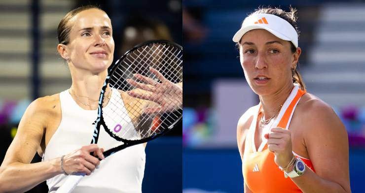 Jessica Pegula và Elina Svitolina tại chung kết Dubai Tennis Championships