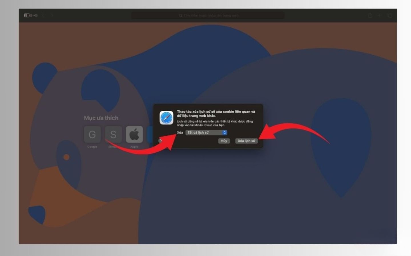 Xác nhận xóa lịch sử trên MacBook