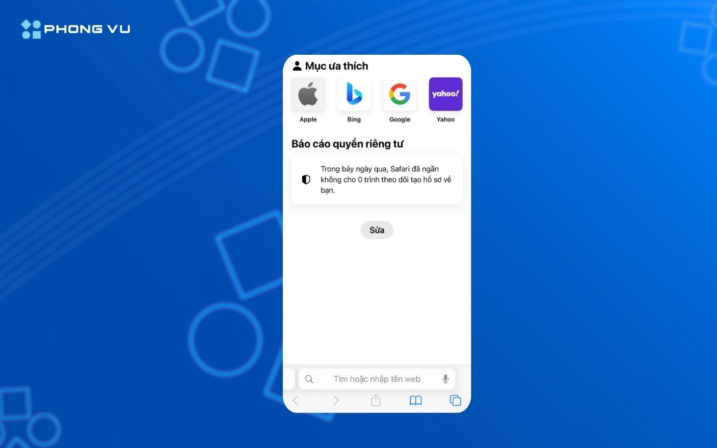 Vị trí biểu tượng lịch sử trong ứng dụng Safari