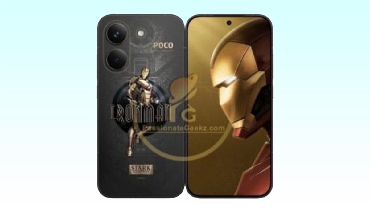 Thiết kế chi tiết khung viền phối màu vàng gold của POCO X8 Pro Iron Man