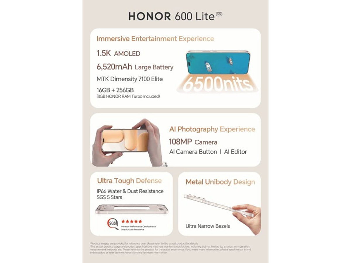 Cận cảnh các tính năng chính và màn hình siêu sáng của HONOR 600 Lite