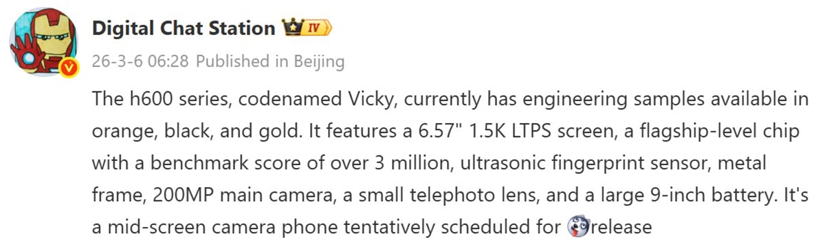 Cấu hình HONOR 600 rò rỉ với các thông số ấn tượng