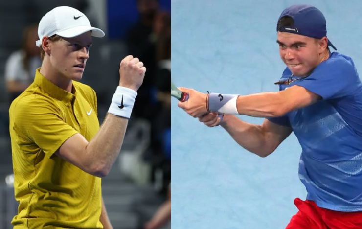 Svrcina (bên phải) khó có thể cản bước Sinner (bên trái)